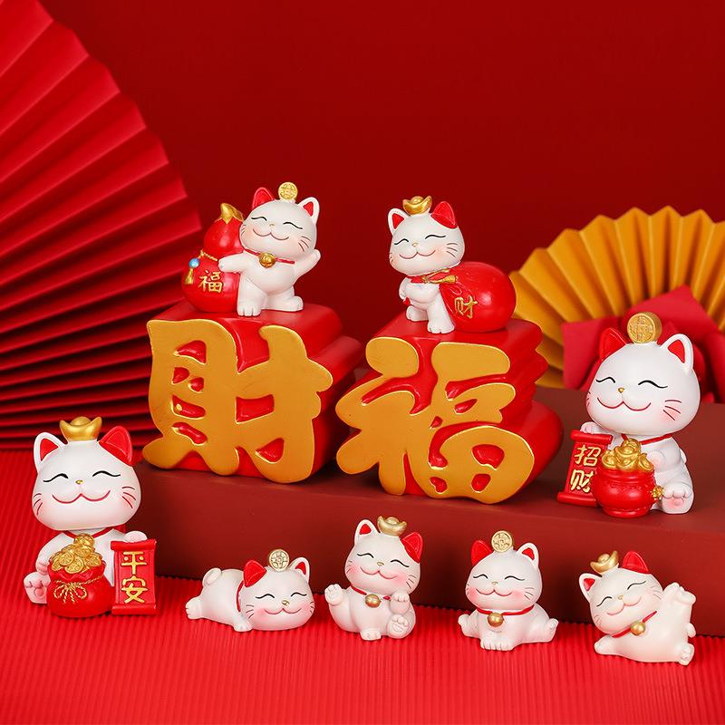 国招财猫摆件树脂业工D-ZCM艺品家居中桌面办风公室装饰用品乔迁