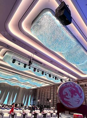 来图制样现代酒店大宴会厅售楼部商蓝色水晶吸吸顶灯厅顶灯场吸顶