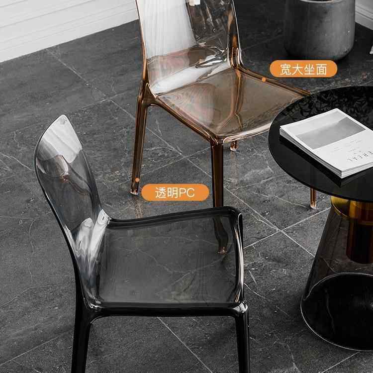 代现约家用亚克OJB力明透靠背餐椅高端创意轻奢网简红椅子卧室化