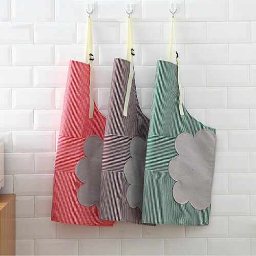 Korean-style Adjustable Fabric Apron, Striped Cotton Fashion