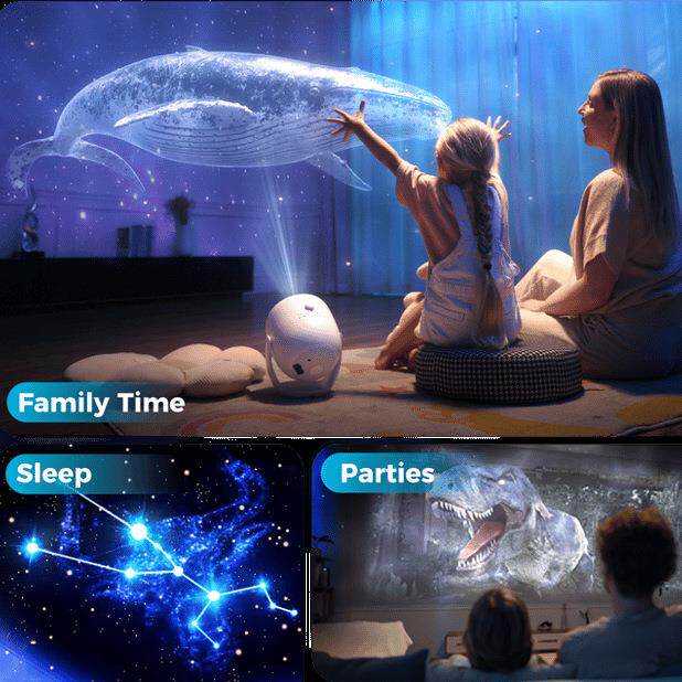 3D动态投影灯裸眼3D立体氛围星空灯银河投影夜灯65个场景150画面