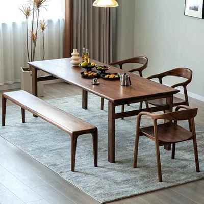 北美黑胡桃木餐桌全实木大长桌子工作台长方形简约现代茶桌大板桌