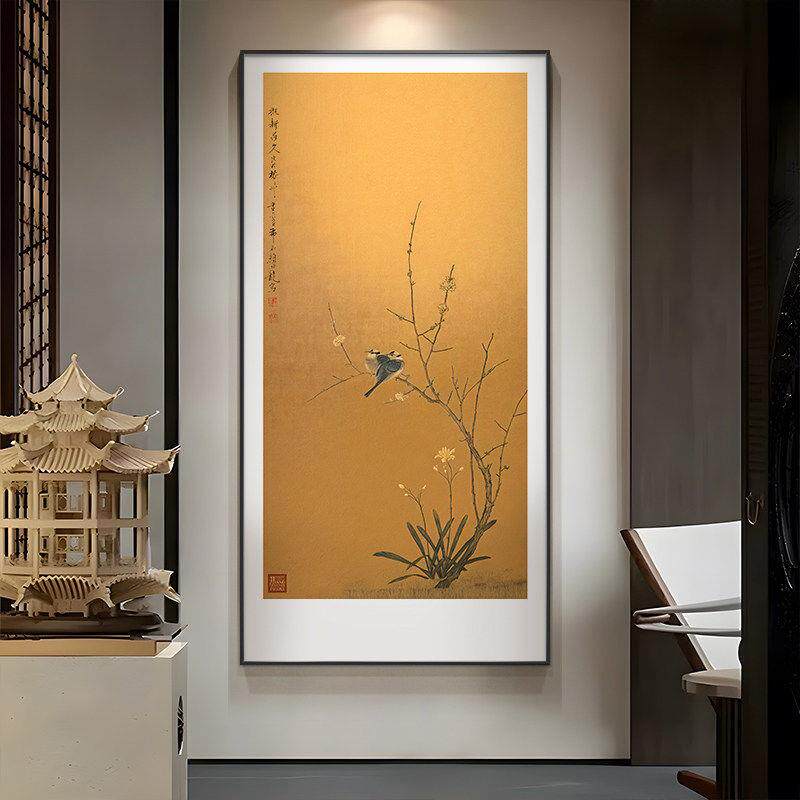 宋代美学挂画中国风入户玄关装饰画高端花鸟走廊过道壁画新中式画