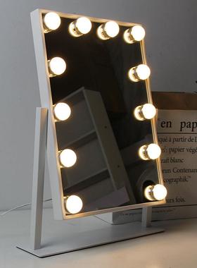 带灯化l妆镜台ed台式ANB白色方形网红妆补光三色智能好莱梳坞化妆