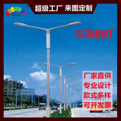 10米12米LED市电路灯市政道路照明太阳能路灯厂家