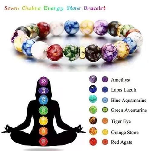 7 Chakras Reiki Healing Stone Bracelet Yoga Balance Energy I