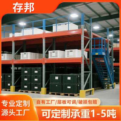 阁楼平台仓储钢质货架厂房快递大件重物多层存取置物架阁楼货架子