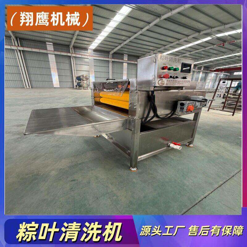 全自动粽叶清洗机芦苇叶粽子加工设备荷叶小型平行毛辊清洗机