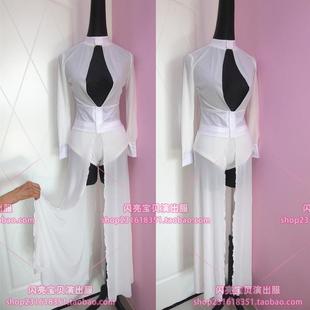 新款 节夜店d派对酒吧DSj出服演舞台性感旦红色透视纱大气连 新年元