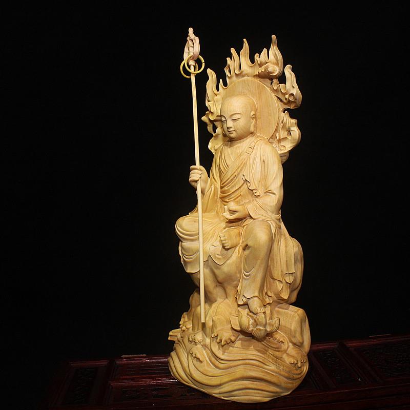 厂家精雕黄杨木火焰地藏佛摆饰 家居木雕工艺品饰品