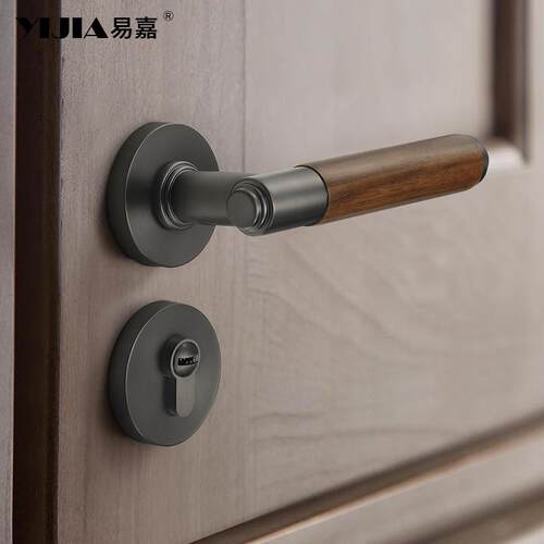 新款直销美式胡桃木卧室门锁室内磁吸静音门锁房门家用复古房间分