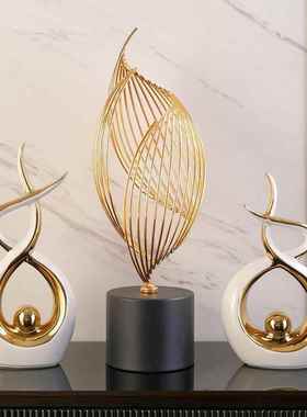 客厅摆件轻奢高级感2025新款轻奢现代风生水起客厅酒柜玄关电视柜