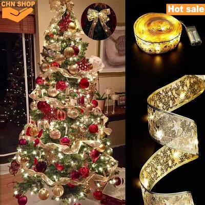 Christmas tree decorative LED lights silk ribbon light strip