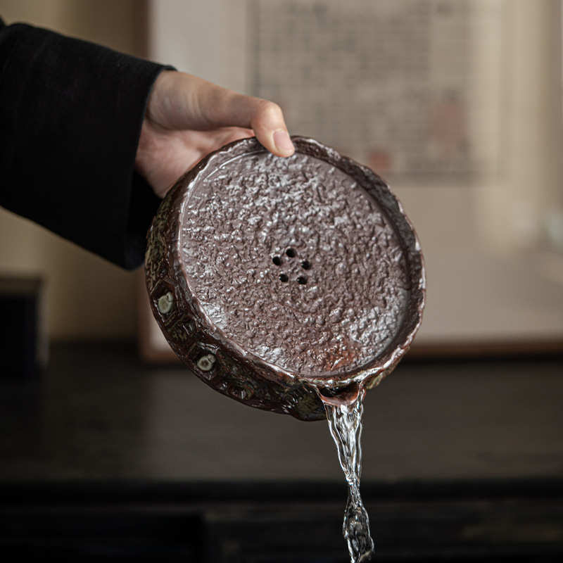 九匠风 老岩泥壶承 陶瓷功夫茶具茶承蓄水盘创意茶道配件干泡盘