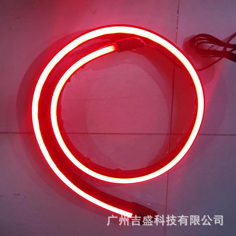 跨境汽车碳纤维尾翼灯高亮LED流光转向高位刹车灯改装通用尾灯