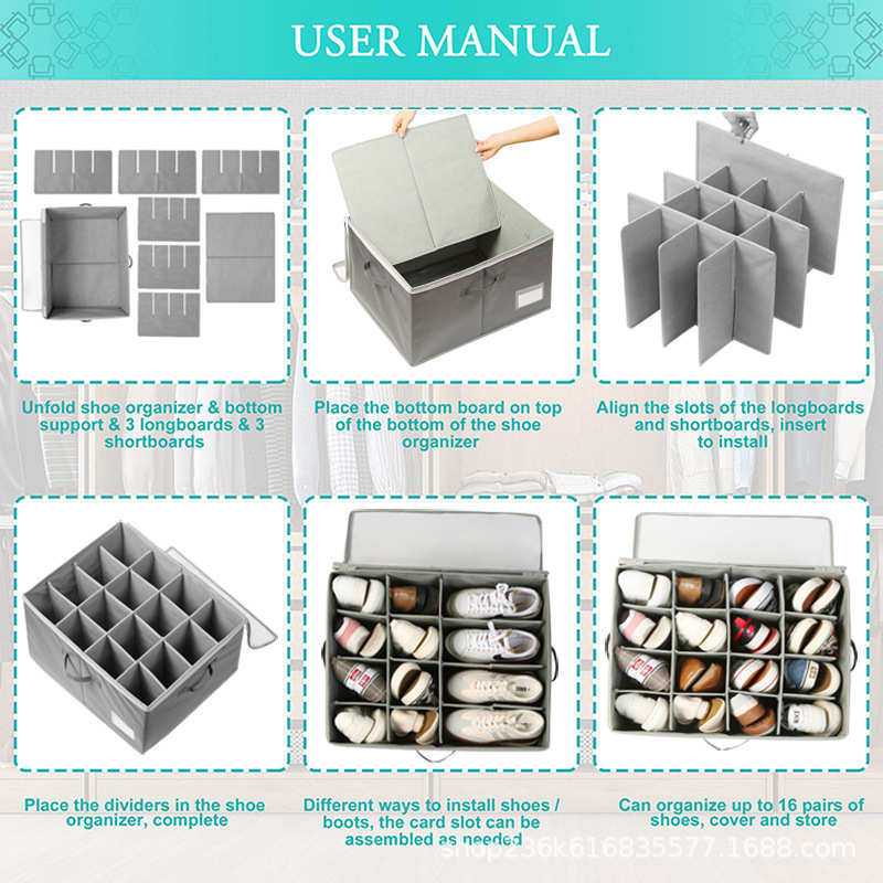 爆款鞋子收纳箱带盖可折叠鞋盒多功能大容量防尘衣物鞋子收纳