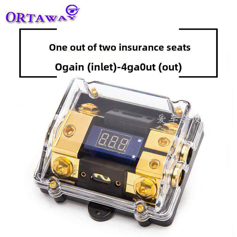 汽车载音响12v功放电压数码表显示电源线一出二保险丝座分线器盒