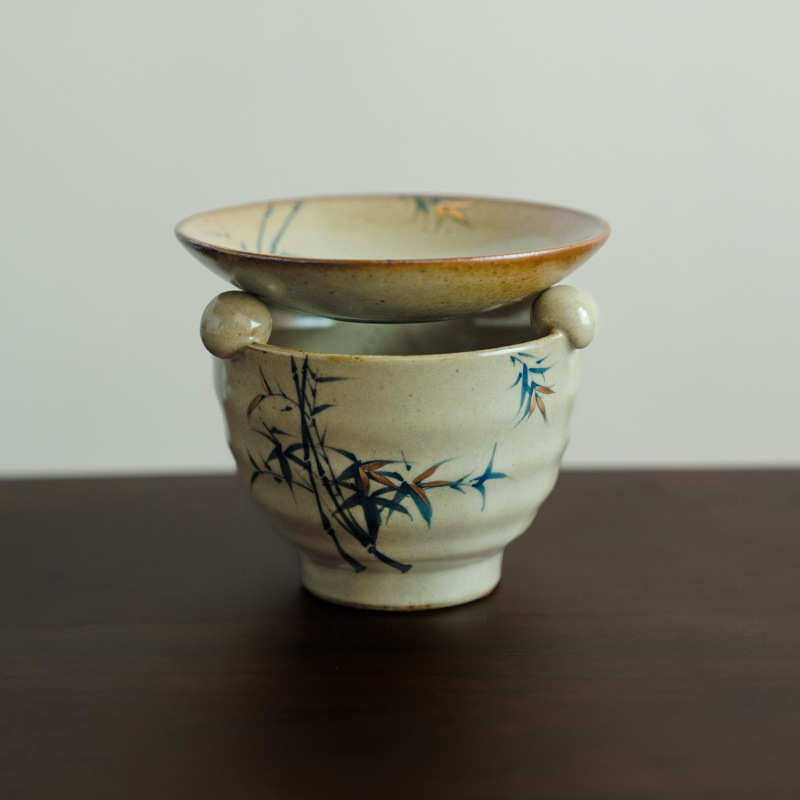 仿古窑变纯手绘青竹烤茶炉陶瓷小型家用茶叶提香器醒茶香薰炉