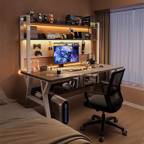 转角电脑桌电竞双人台式家用拐角式书桌书架组合卧室L型办公桌子