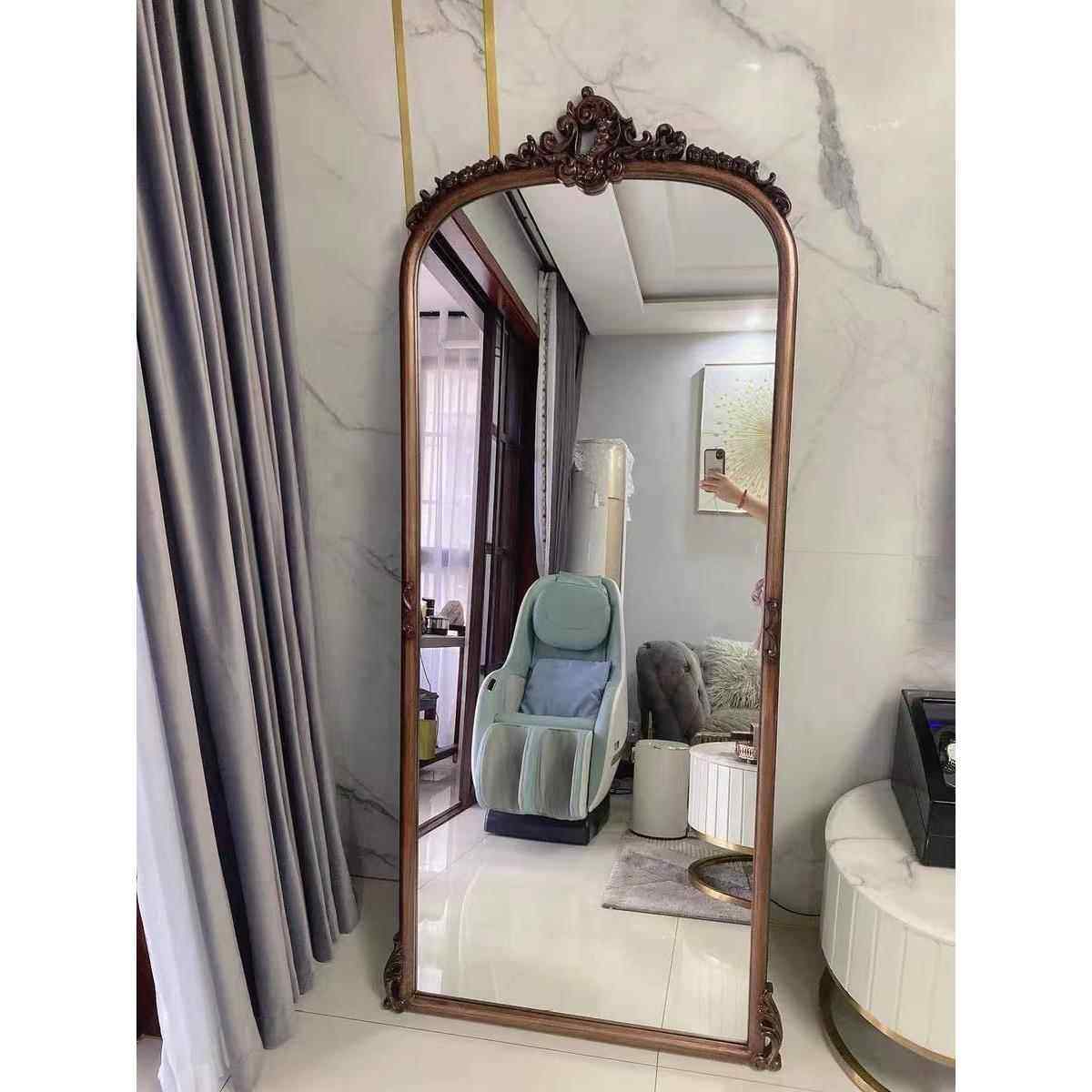 欧式全身镜中古复古雕花落地镜子法式服装店试衣镜家用置地穿衣镜