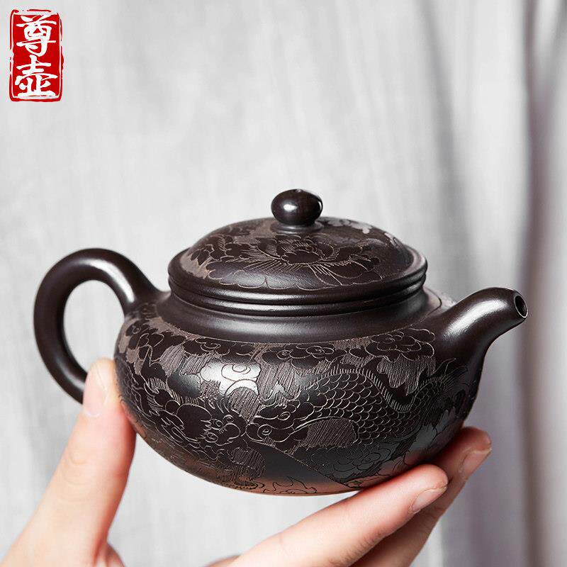 宜兴纯手工黑泥紫砂壶名品彷古壶小茶壶单瓷茶具