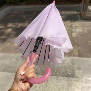 遇光变色透明雨伞磨砂女晴雨两用加大加厚加固高颜值上班族长柄伞