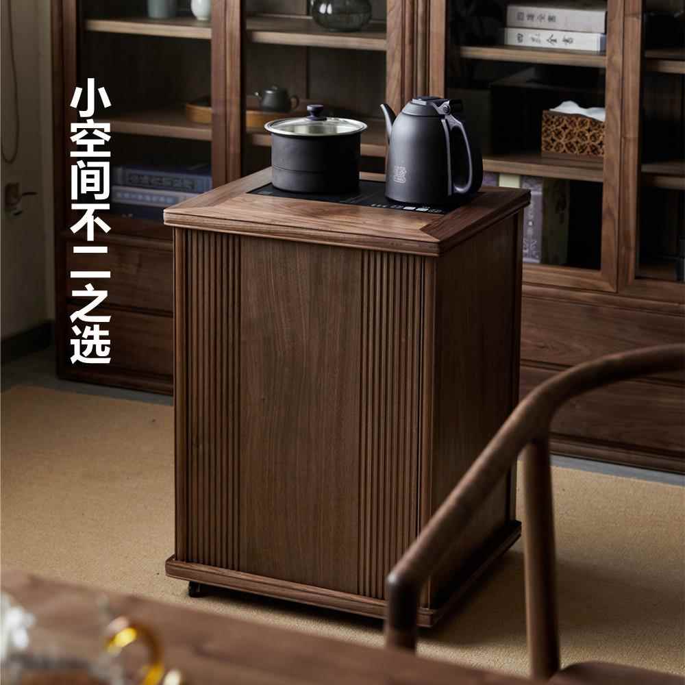体叙木新中式边移动茶柜壶黑胡桃木单门茶水柜烧水一茶柜无品牌/