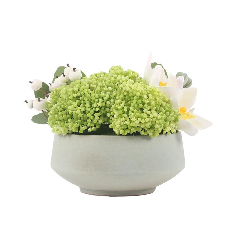 软装花艺绢花摆放新中式售楼部洽谈桌花高品质仿真花摆放陶瓷花瓶