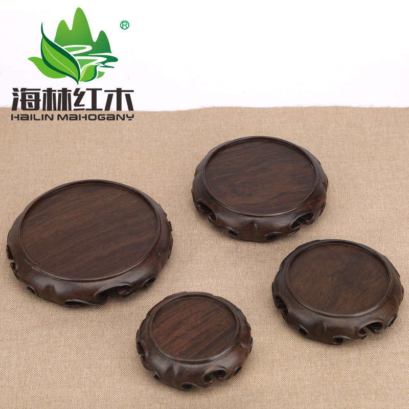 玉器紫砂底座摆件印章茶具托架红木盆景底座花瓶茶壶底座圆形