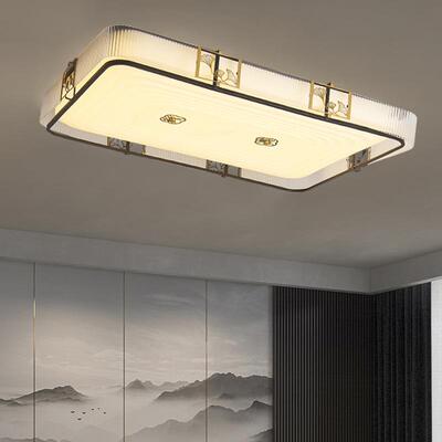 新中式长方形客厅吸顶灯书房卧室圆形中国风铁艺全光谱led灯7290