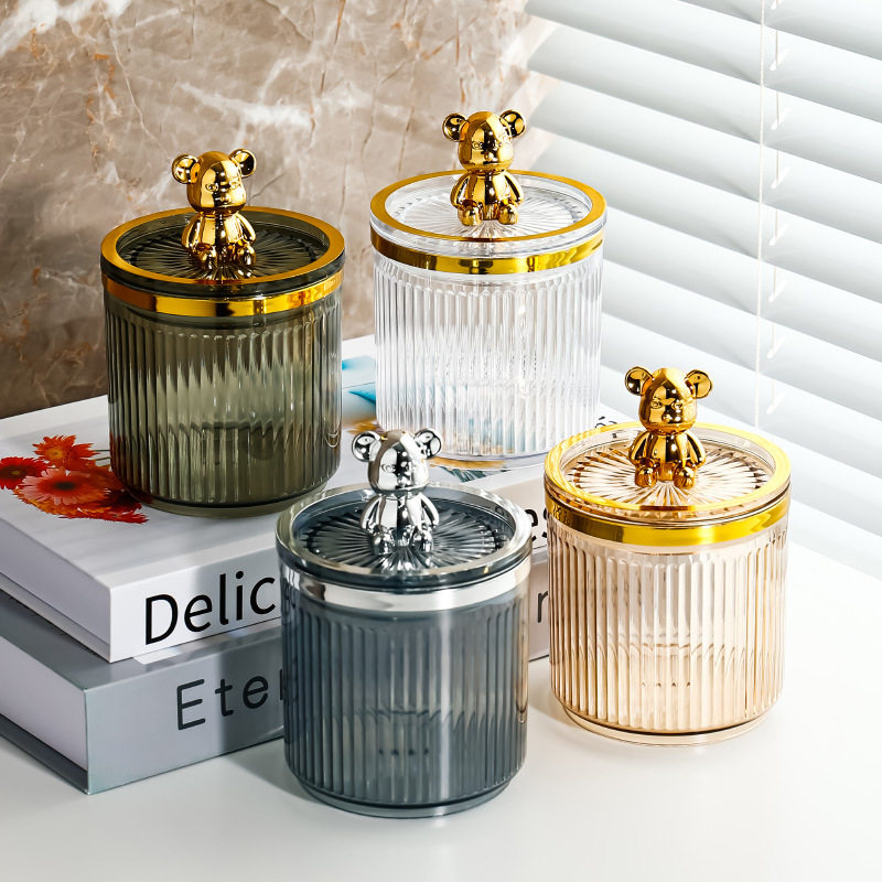 棉签收纳盒家用桌面梳妆台透明塑料亚克力筒防尘带盖便携轻奢高档,收纳整理,首饰盒,淘宝优惠券,粉丝福利购,淘宝优惠卷