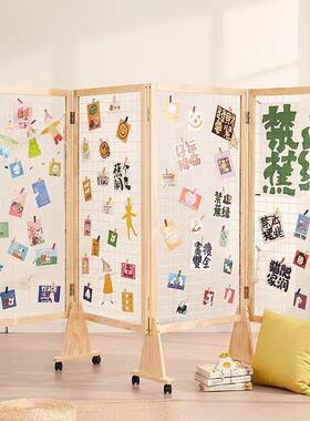 简实木网格展示可移绘0320（可动可折叠幼架儿园作品书法画展会架