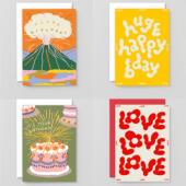 英国包裹生日贺卡夫妇进口创意卡表白花抽象艺术拼贴插画