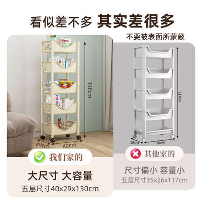 小推车置物架家用零食落地多层客厅收纳书架移动厨房果蔬菜篮架子