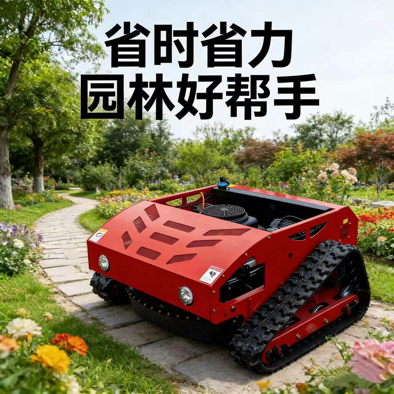 全地形履带式遥控割草机 小型农业汽油割草机 果园草坪开荒碎草机