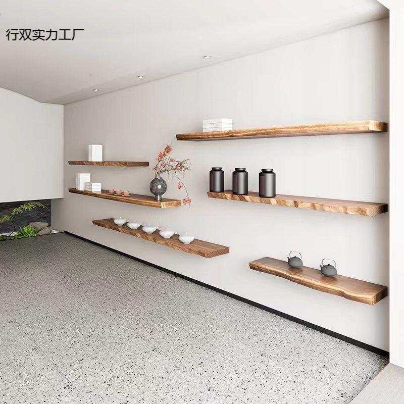墙木上置物实一行双实力字隔板挂墙架隔板书架装饰板不规展示架上