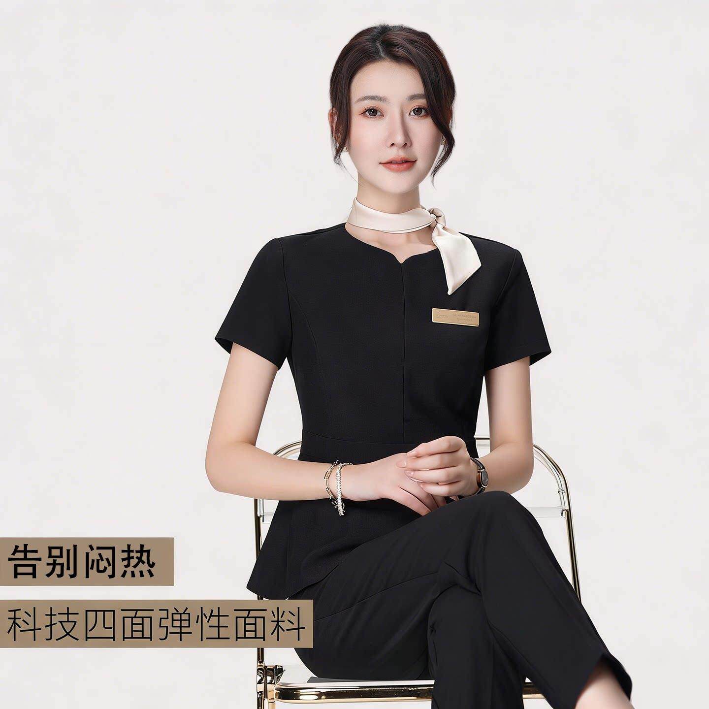 美容院工作服女西装职业套装夏季专用前台接待皮肤管理美容师高端