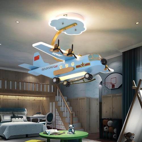 儿童卧室灯男孩创意运输机LED飞机灯模型男童房间灯具主卧吸顶灯