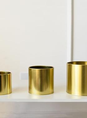 铁艺金属落地铁桶电镀花盆简约现代金色金属北欧抱抱桶装饰摆件