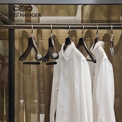 金领结黑色高端实木衣架高档西服衣挂无痕护型衣柜衣帽间木质衣撑