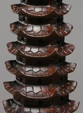 乌木雕刻十三文昌塔装饰品木制9层家庭书房卧室办公书桌7层红木宝