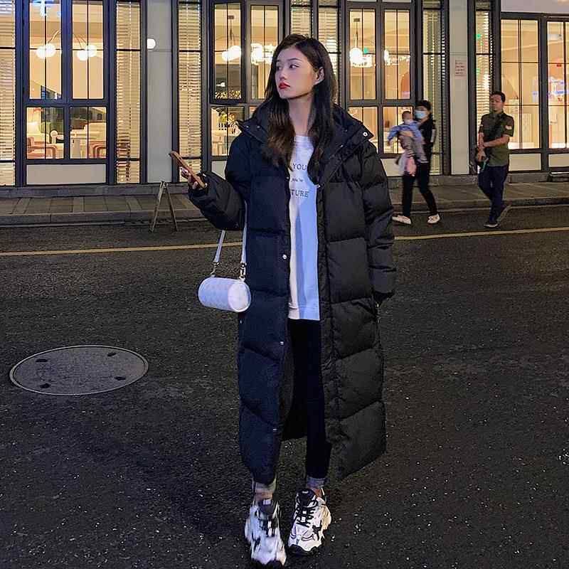 冬绒季加绒白绒女中长款过膝韩版宽加厚棉韩版学生艺考羽服47-212