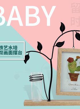 异形画框铁艺带水培6寸悬挂双面相框创意铁丝家居装饰桌面摆台批