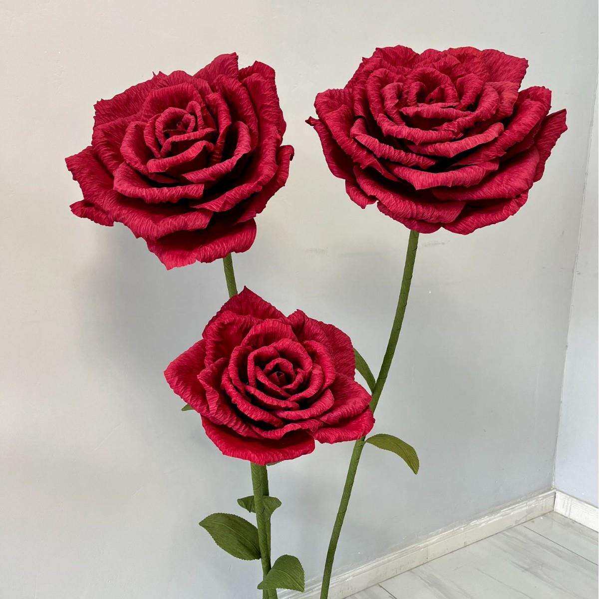 大型4545仿花皱纹纸玫瑰仿花商场美陈摆真件纸花场景布艺置道具真