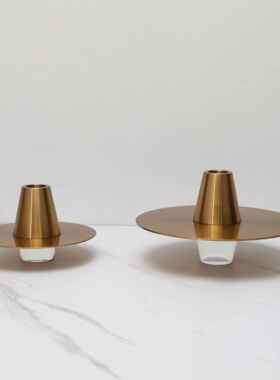 式创意金属飞碟烛台摆件书样板房电视玄柜卧室欧房客厅桌0678面关