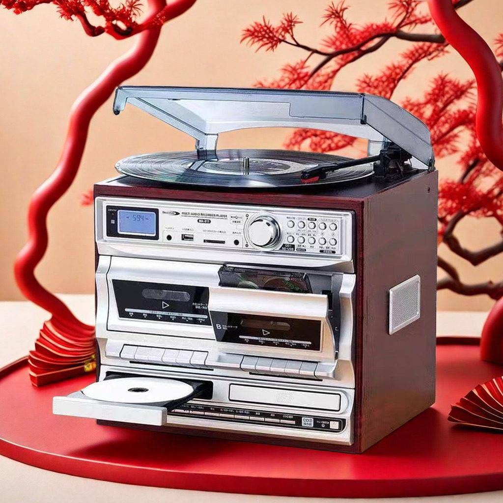 LP留声机黑胶唱片机蓝牙老式电唱机欧式收音机老覆古蓝牙CD一体机
