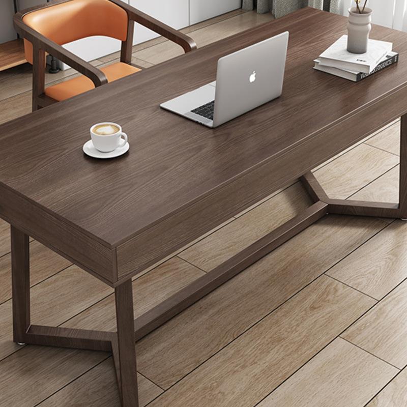 白蜡木书桌现代简约轻奢带抽屉书桌极简意式书房北欧实木长条桌子