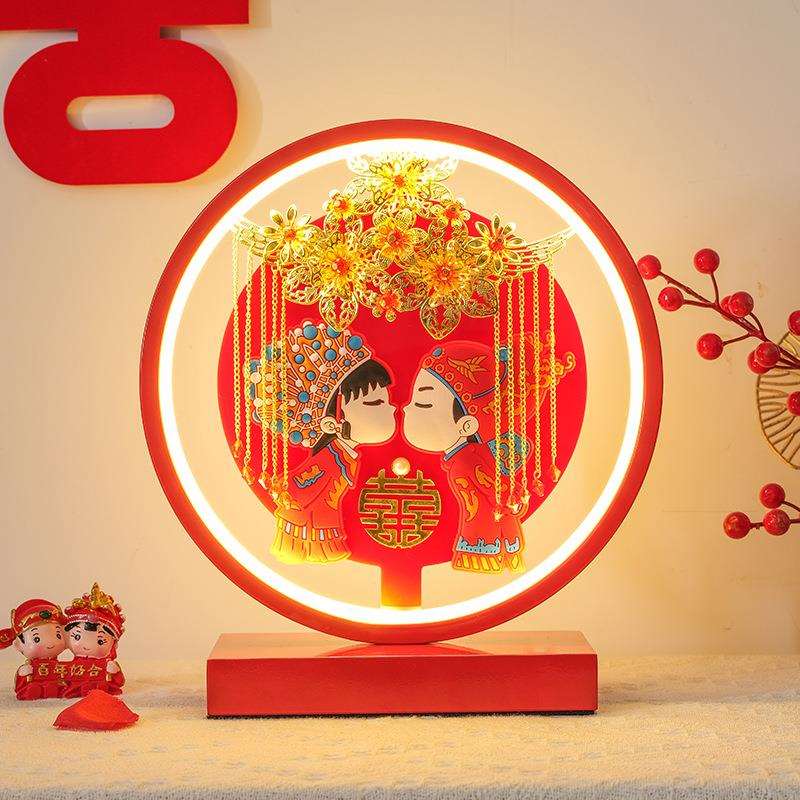 新款创意结婚长明灯中式结婚台灯结婚长命灯新娘陪嫁灯婚房床头灯