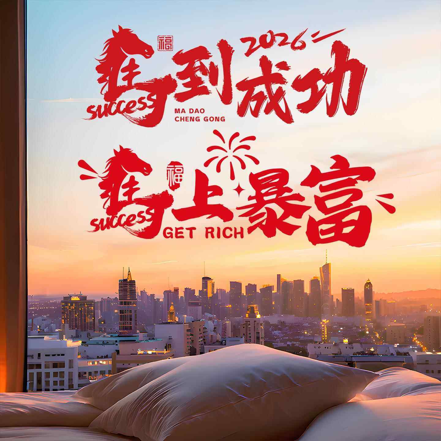 新年福字窗花静电贴马年2026新款春节玻璃门贴贴过年橱窗贴装饰品,家居饰品,门贴,淘宝优惠券,粉丝福利购,淘宝优惠卷