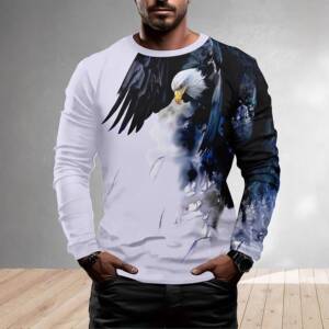 Men Casual Sleeve Shirt Gradient Color Round Neck King